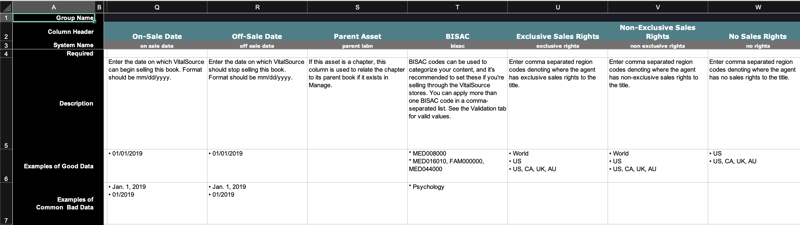 VitalSource Upload metadata template