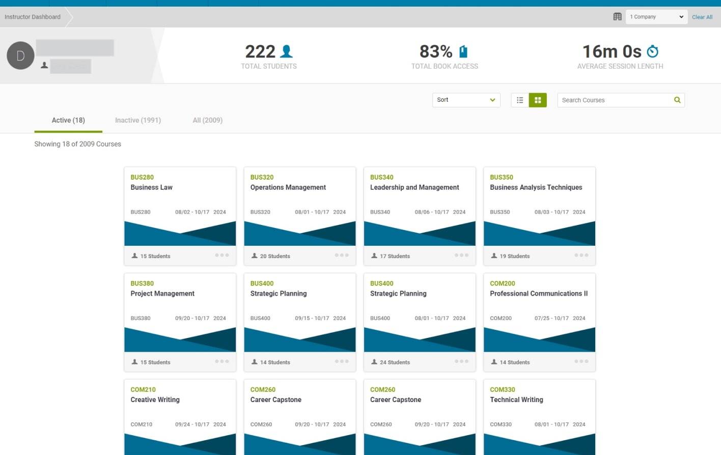 Screenshot showing Instructor Dashboard