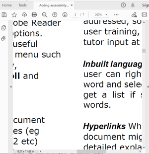Text as PDF with poor accessibility features
