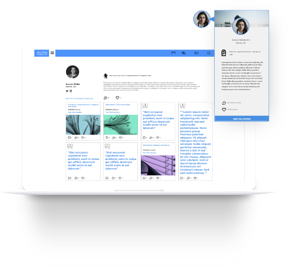 Screenshot of Intrepid platform with social profile