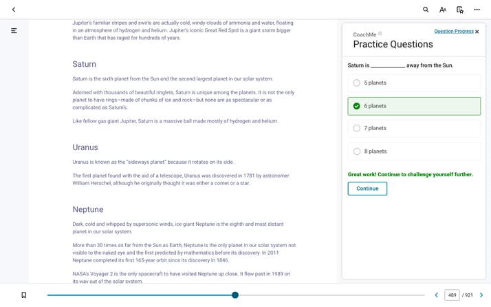 CoachMe uses AI-generated assessments based on the “Learn By Doing” principle.